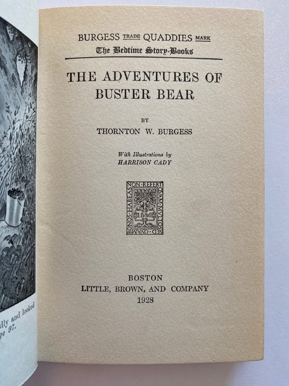 Interior or edition detail of Drew's copy of The Adventures of Buster Bear