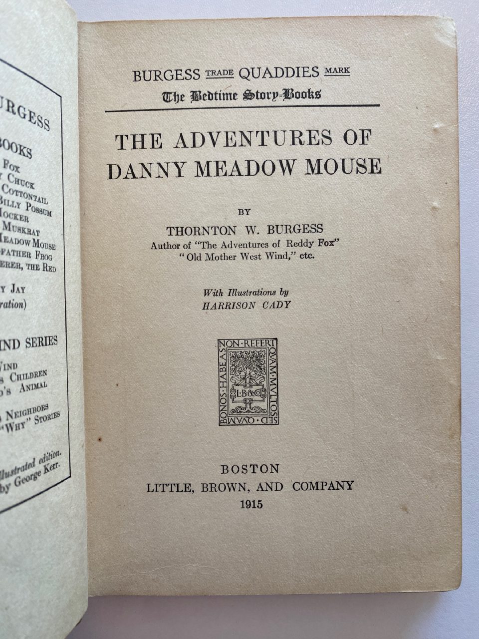 Interior or edition detail of Drew's copy of The Adventures of Danny Meadow Mouse