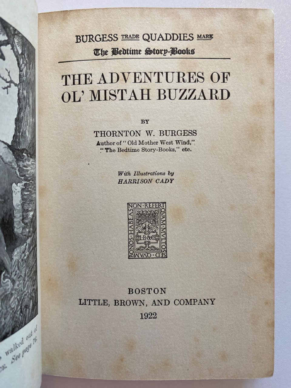 Interior or edition detail of Drew's copy of The Adventures of Ol’ Mistah Buzzard
