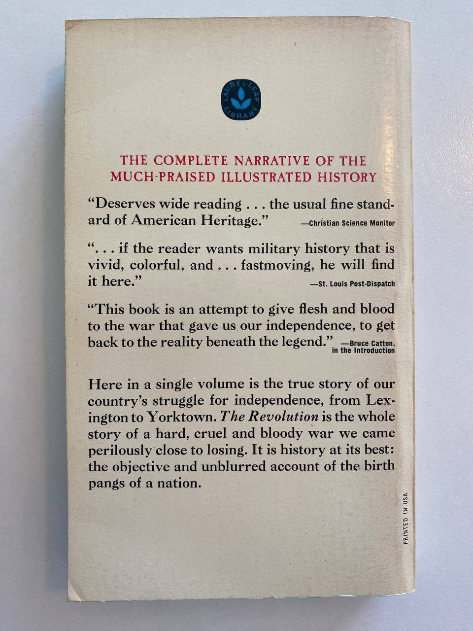 Back cover of Drew's copy of The American Heritage Book of the Revolution