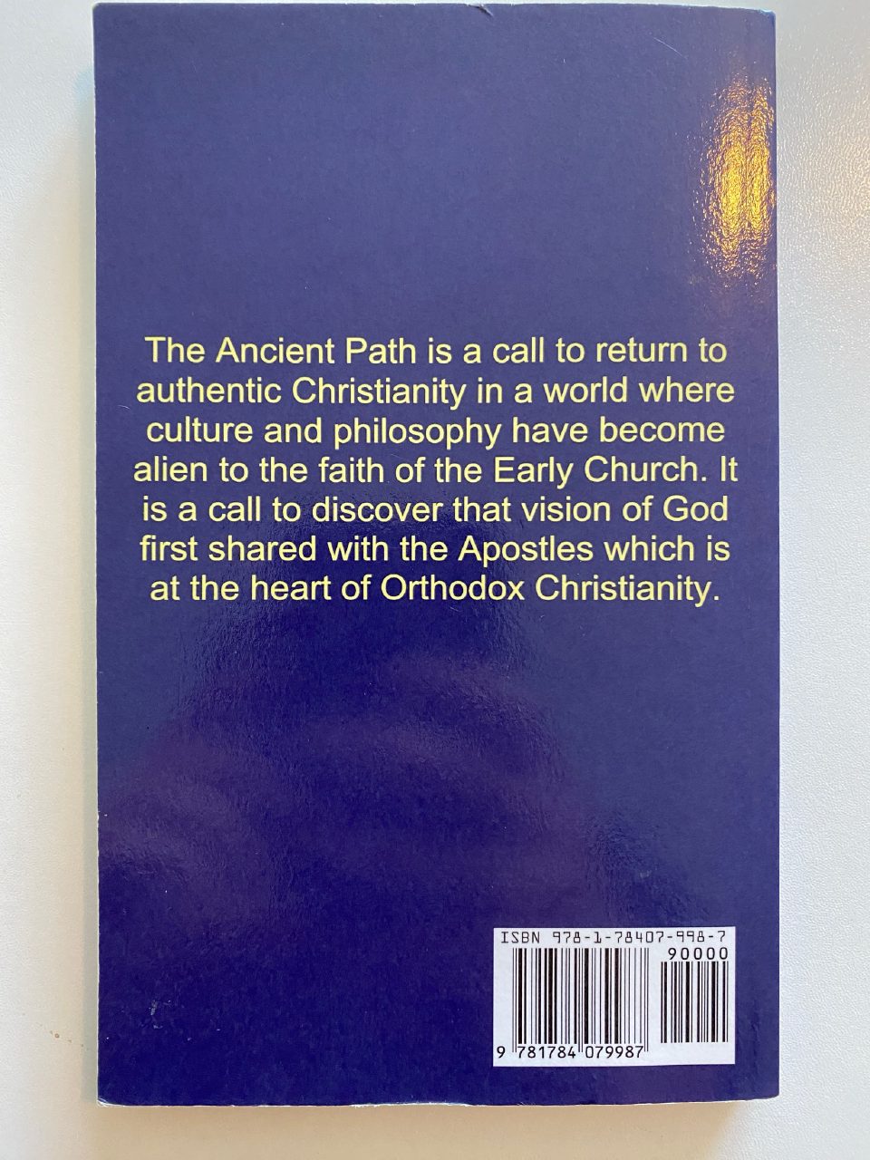 Back cover of Drew's copy of The Ancient Path