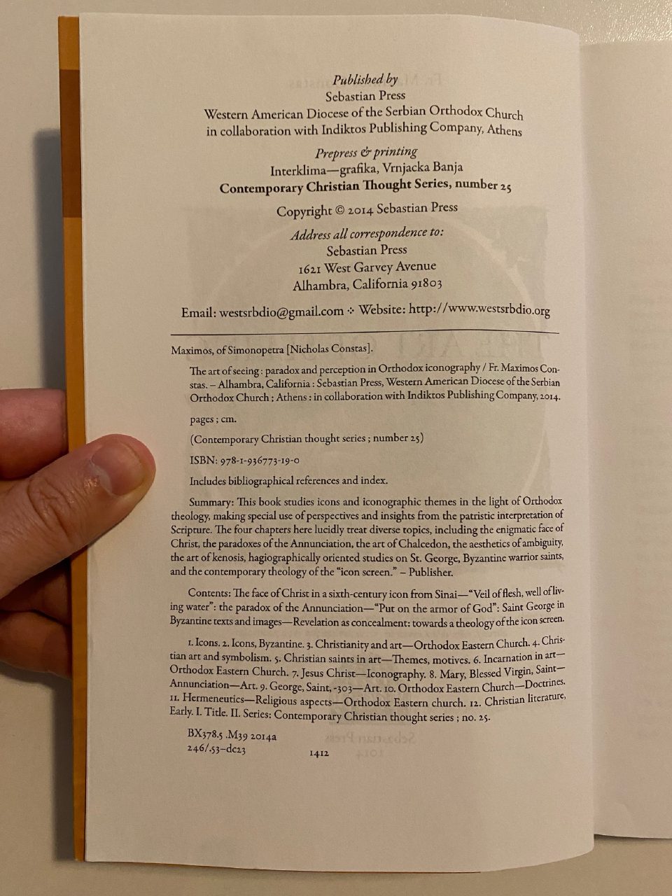 Physical detail of Drew's copy of The Art of Seeing