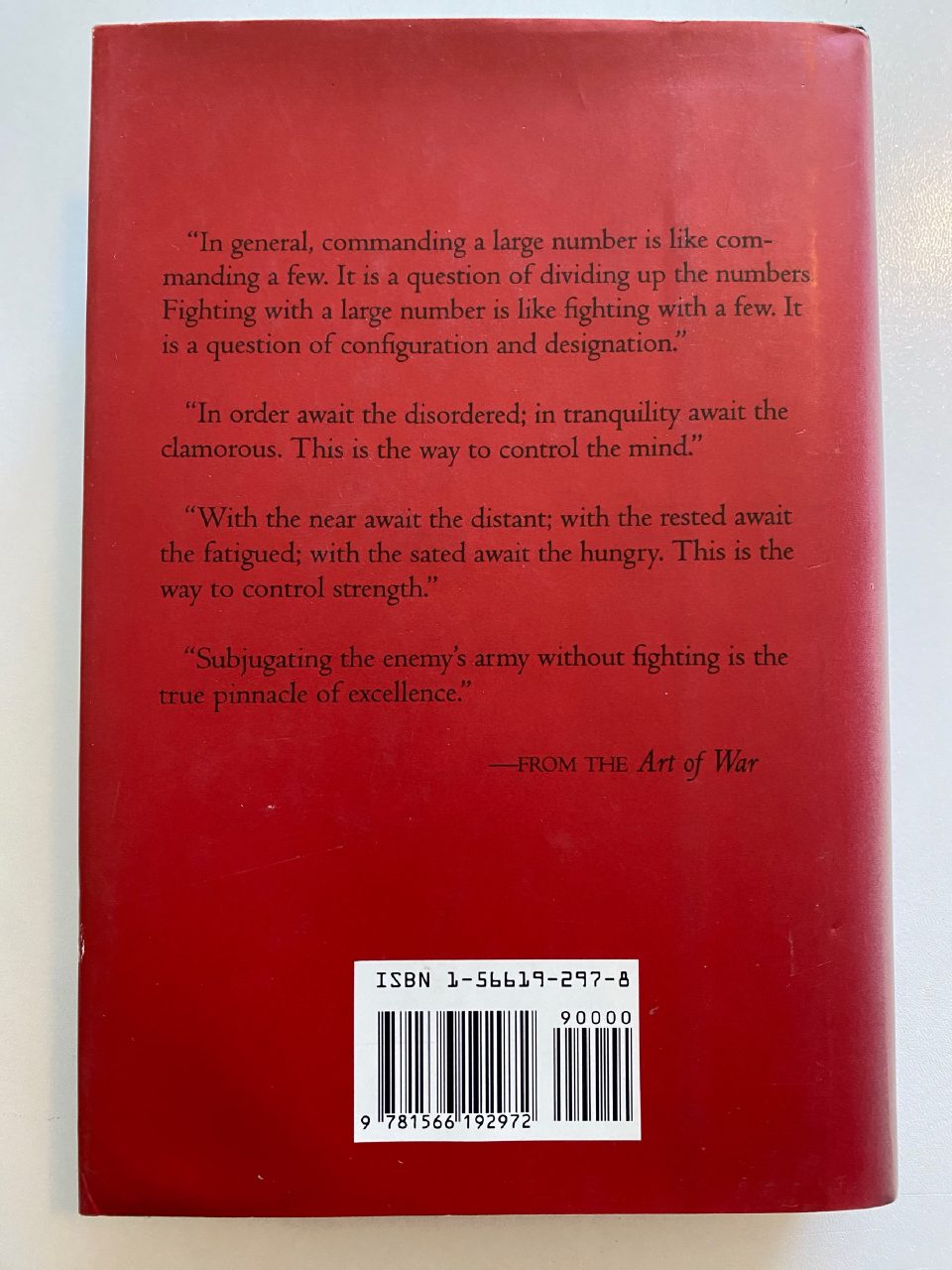 Back cover of Drew's copy of The Art of War