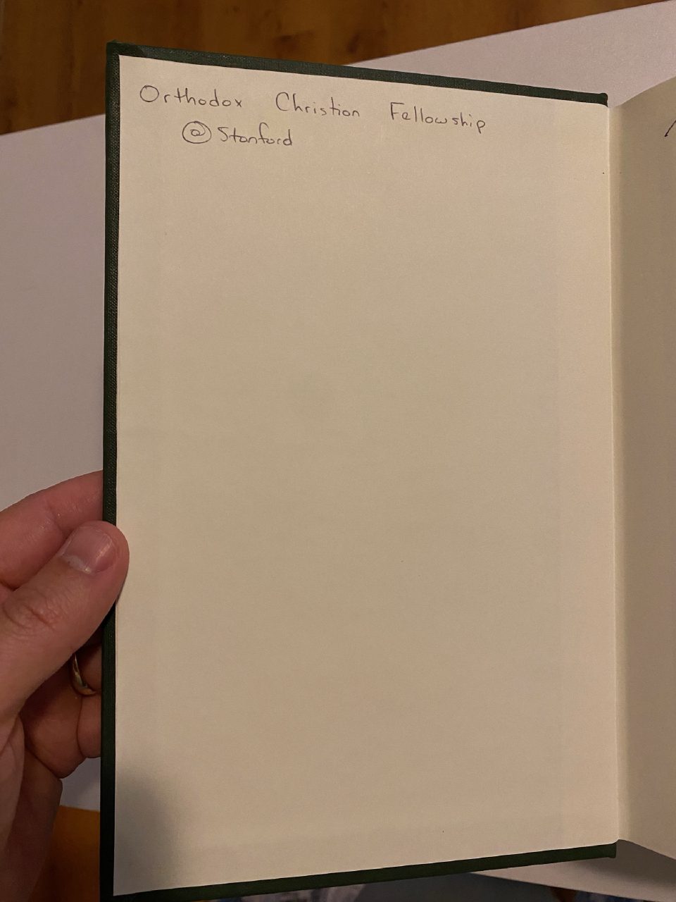 Physical detail of Drew's copy of The Bible and the Holy Fathers for Orthodox Christians