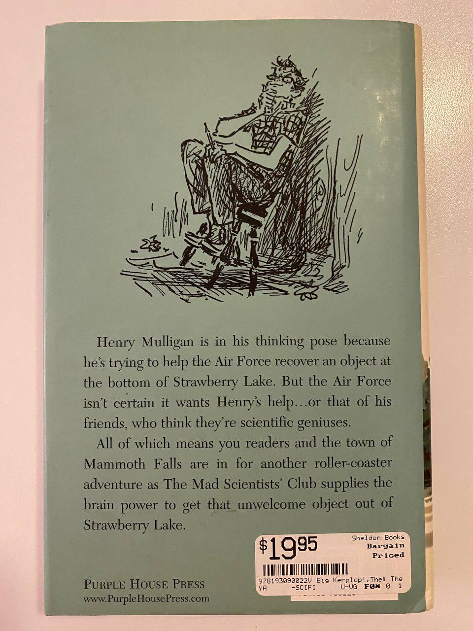 Back cover of Drew's copy of The Big Kerplop!