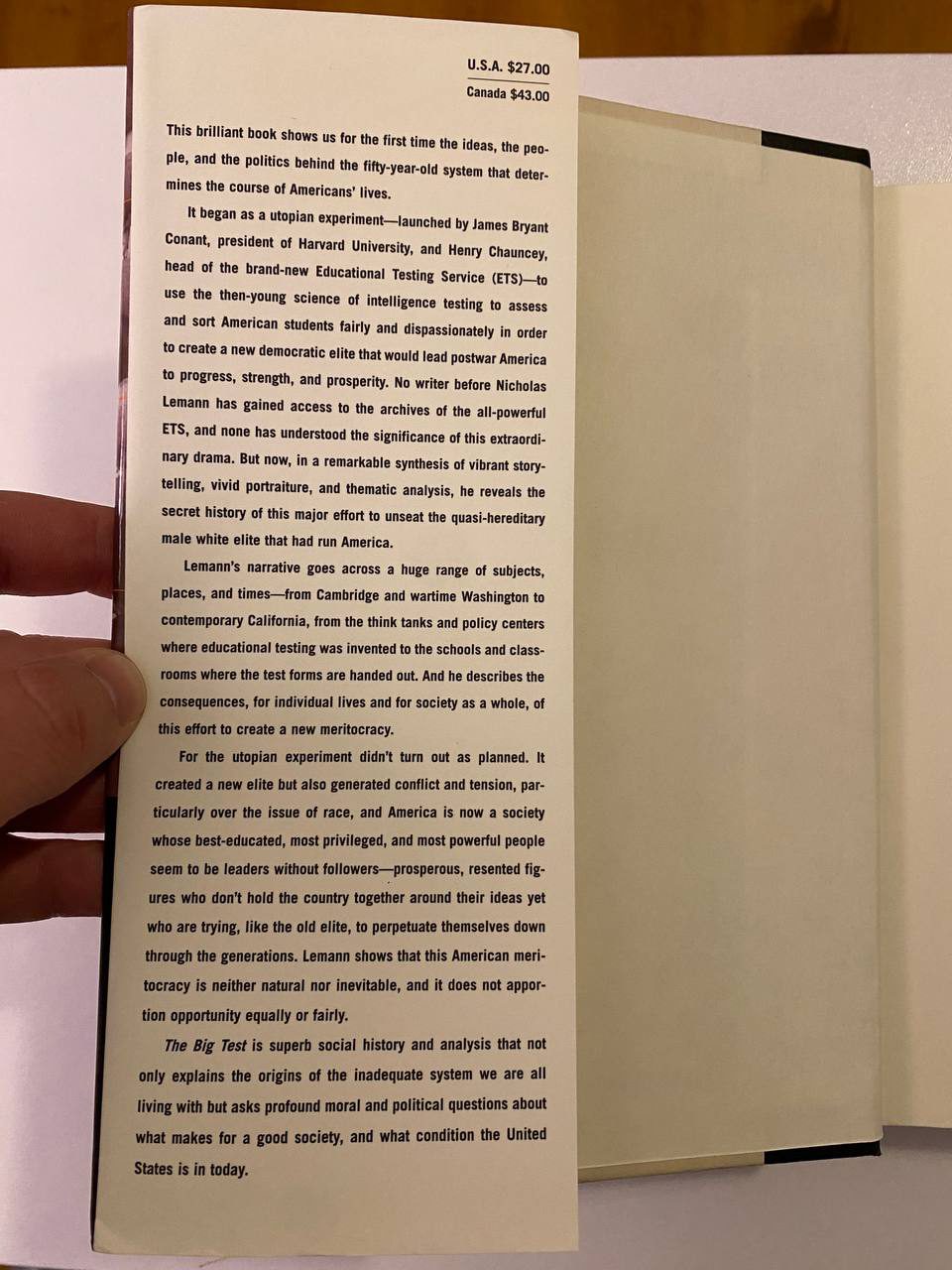 Dust jacket of Drew's copy of The Big Test
