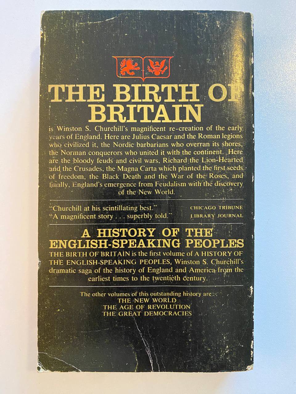 Back cover of Drew's copy of The Birth of Britain