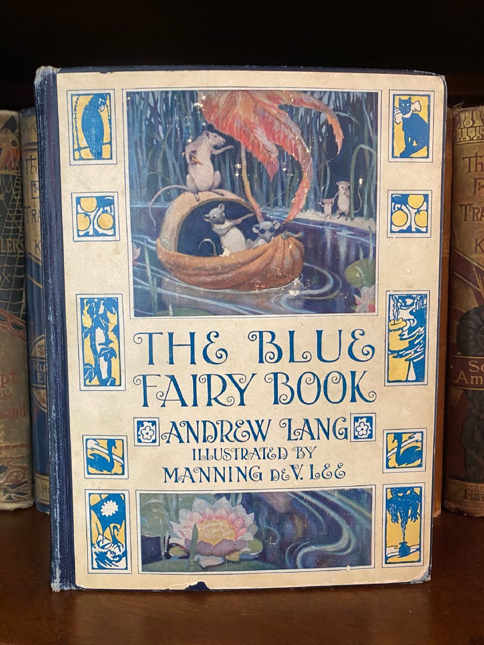 Front cover of Drew's copy of The Blue Fairy Book