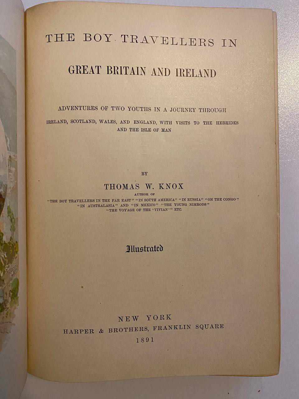 Title page of Drew's copy of The Boy Travellers in Great Britain and Ireland