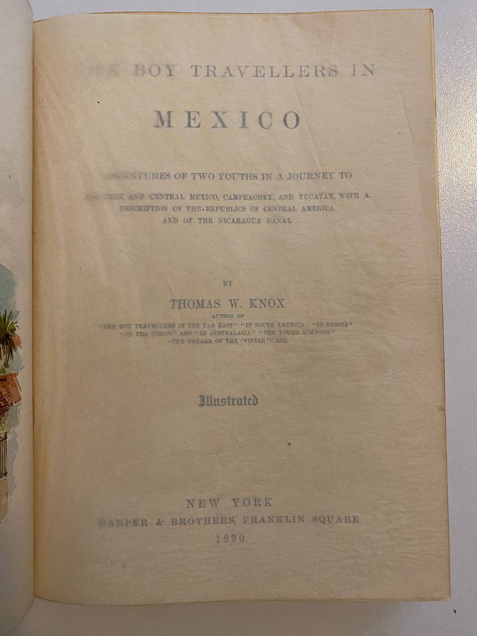 Half-title of Drew's copy of The Boy Travellers in Mexico