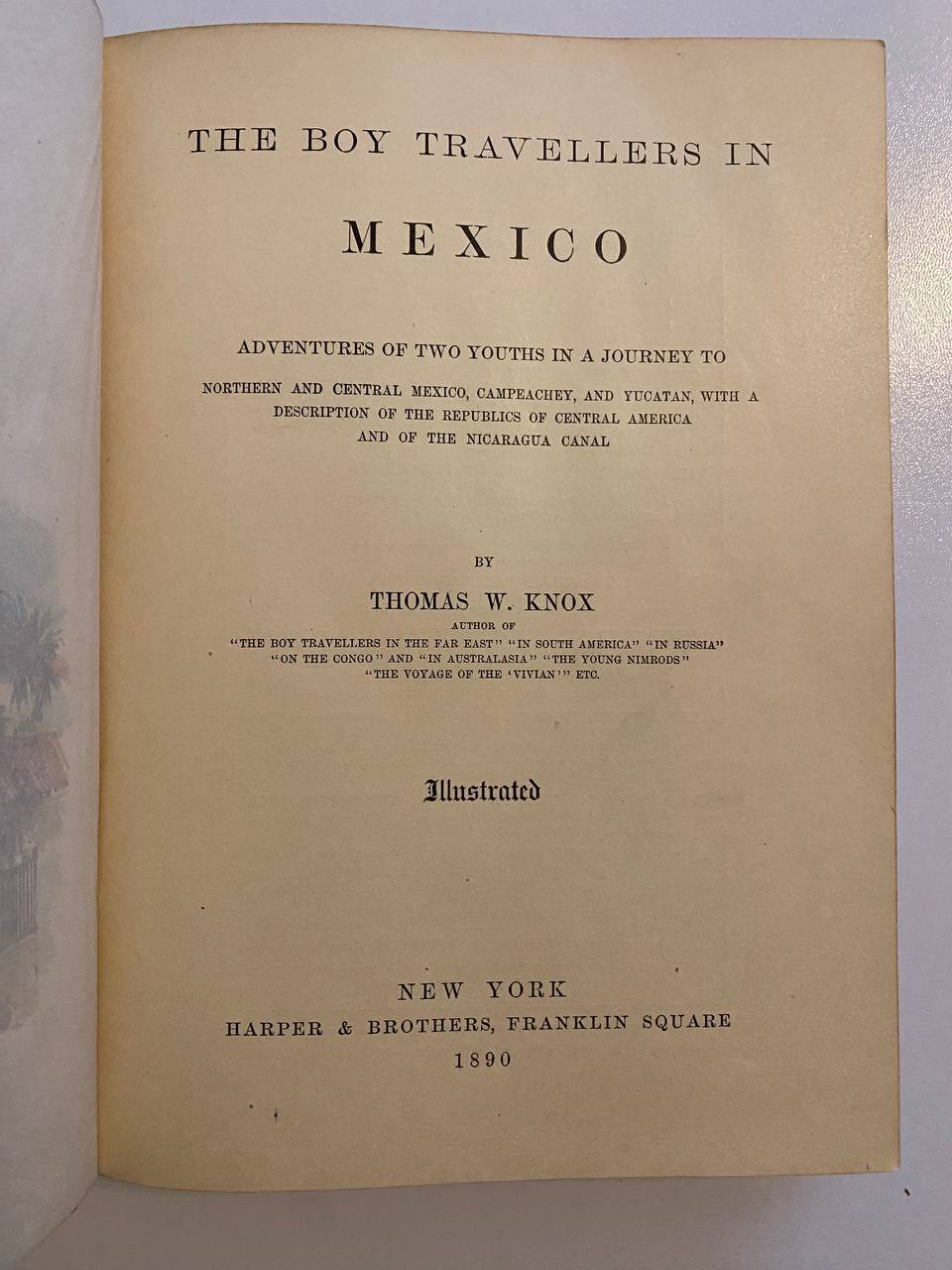 Title page of Drew's copy of The Boy Travellers in Mexico