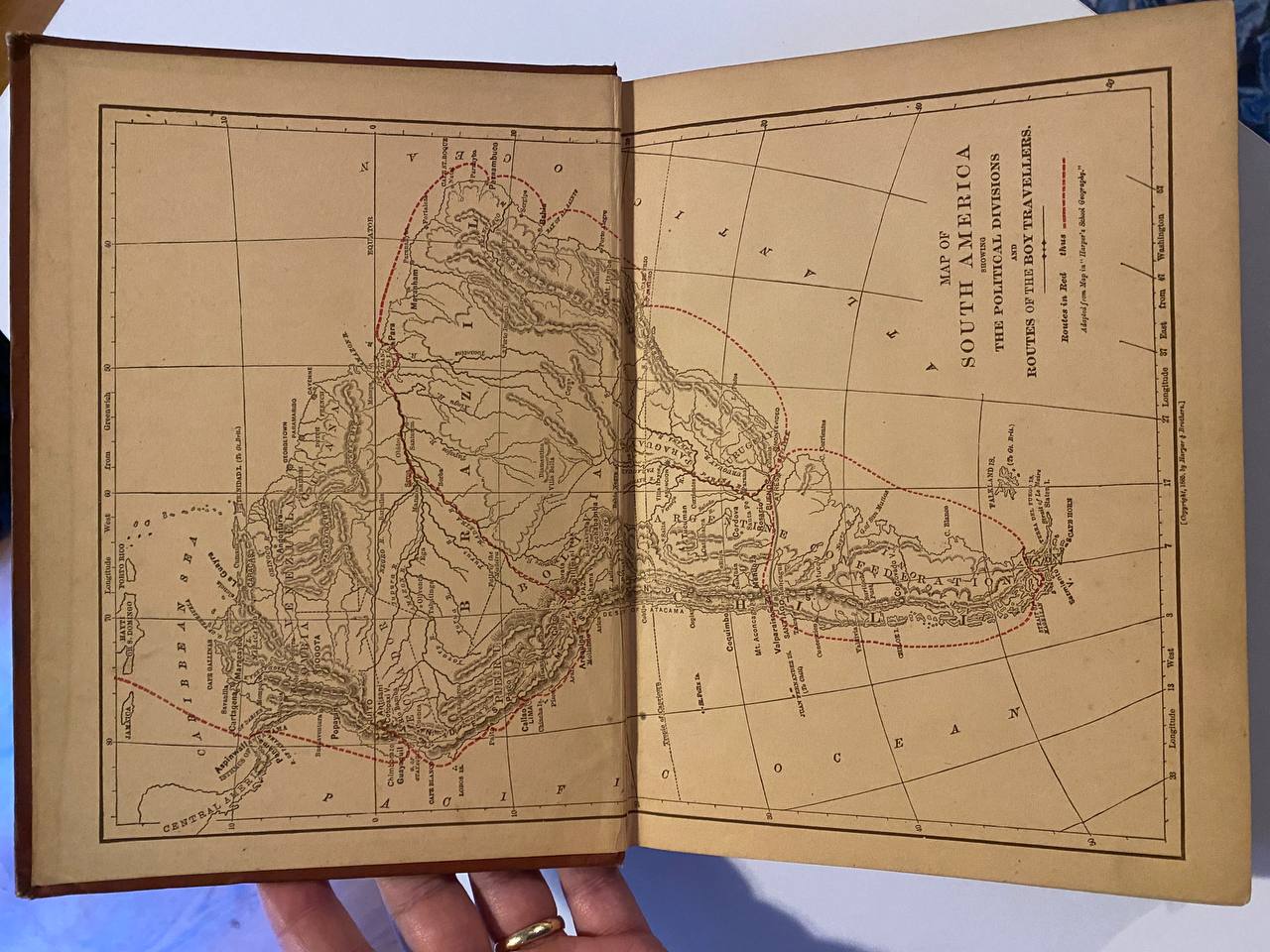 Physical detail of Drew's copy of The Boy Travellers in South America