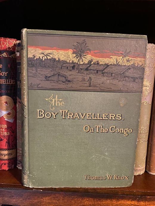 Cover of Drew's copy of The Boy Travellers on the Congo