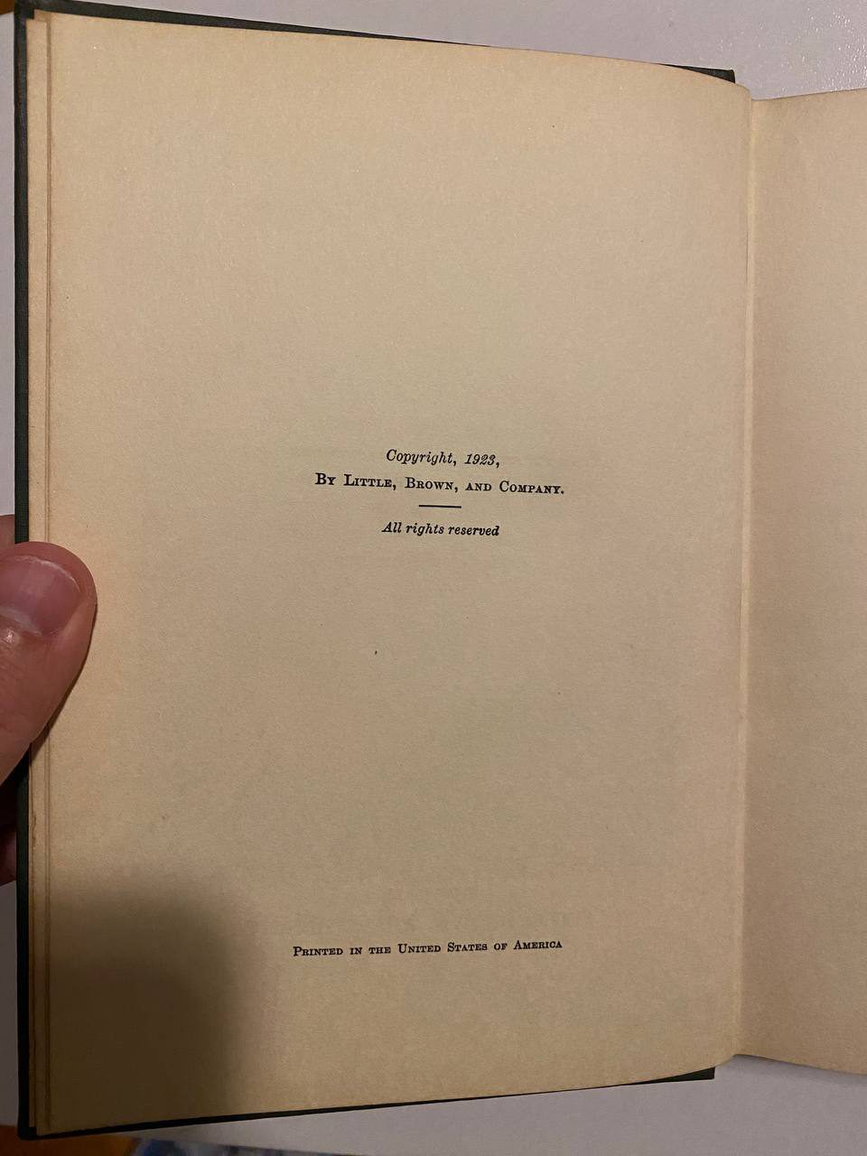 Copyright page of Drew's copy of The Burgess Flower Book for Children