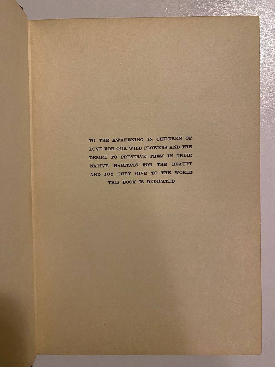 Dedication of Drew's copy of The Burgess Flower Book for Children