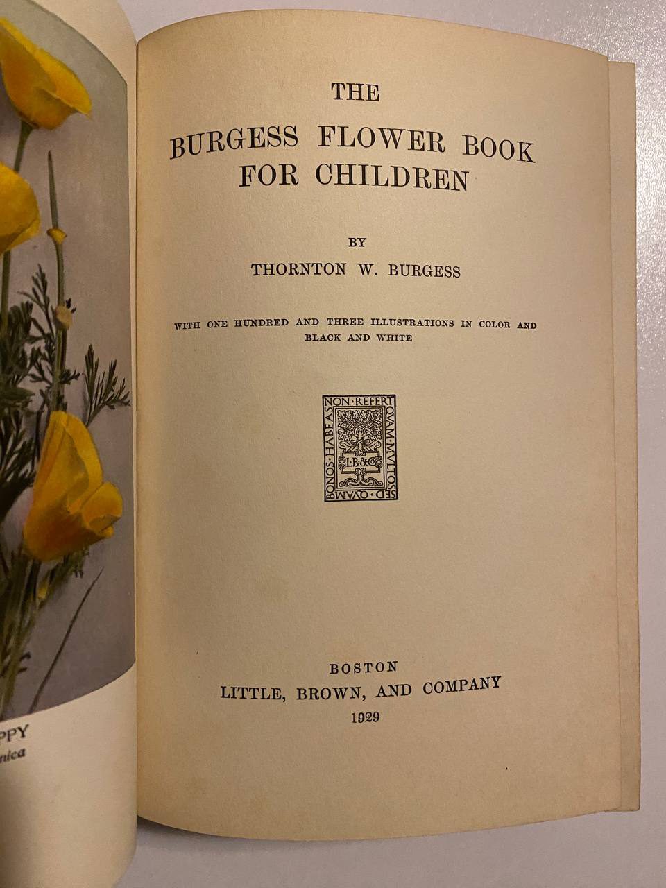 Title page of Drew's copy of The Burgess Flower Book for Children