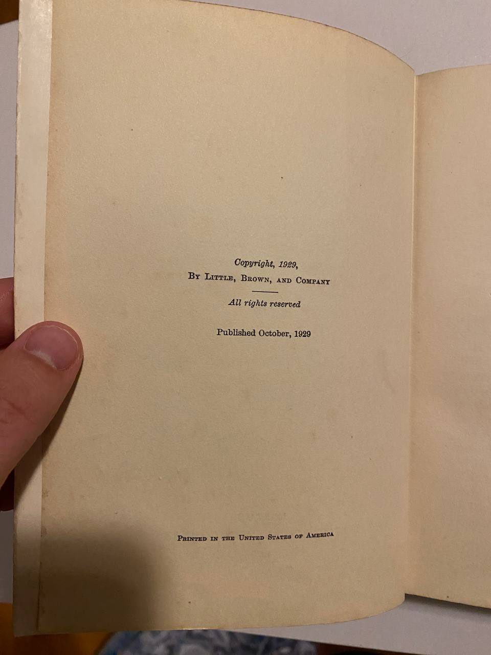 Copyright page of Drew's copy of The Burgess Seashore Book for Children