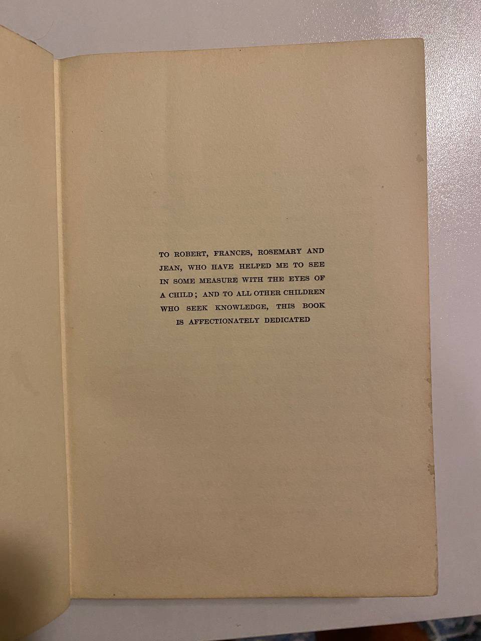 Dedication of Drew's copy of The Burgess Seashore Book for Children