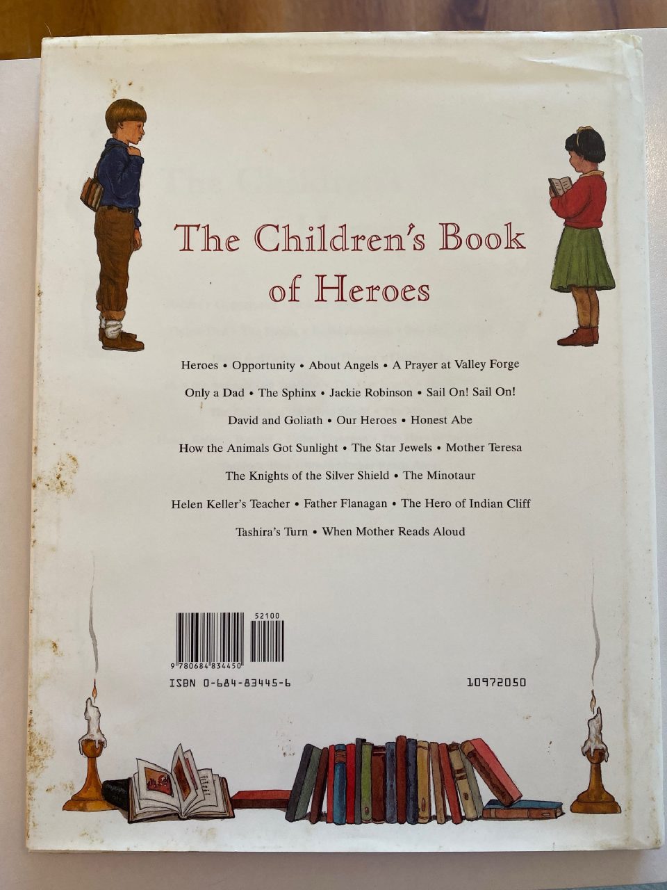 Back cover of Drew's copy of The Children’s Book of Heroes