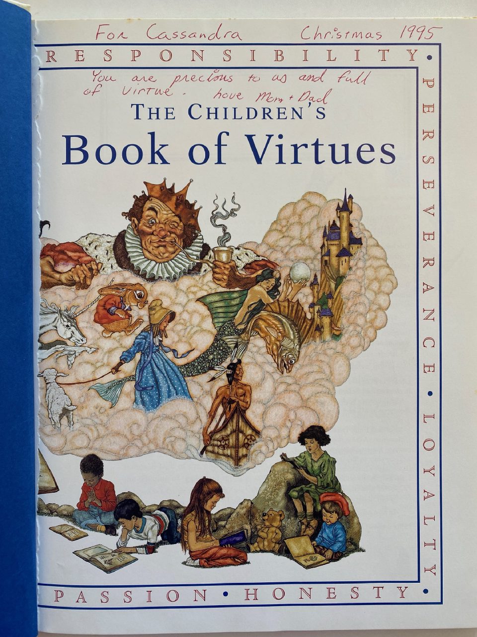 Interior or edition detail of Drew's copy of The Children’s Book of Virtues
