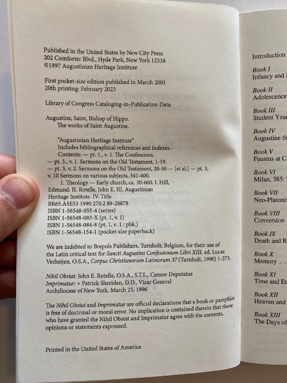 Physical detail of Drew's copy of The Confessions