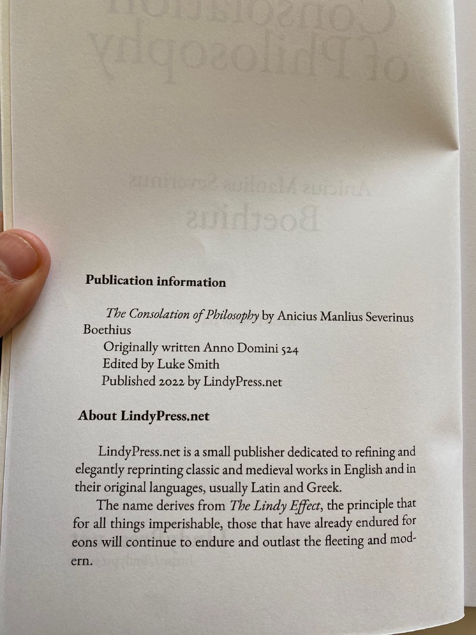 Physical detail of Drew's copy of The Consolation of Philosophy