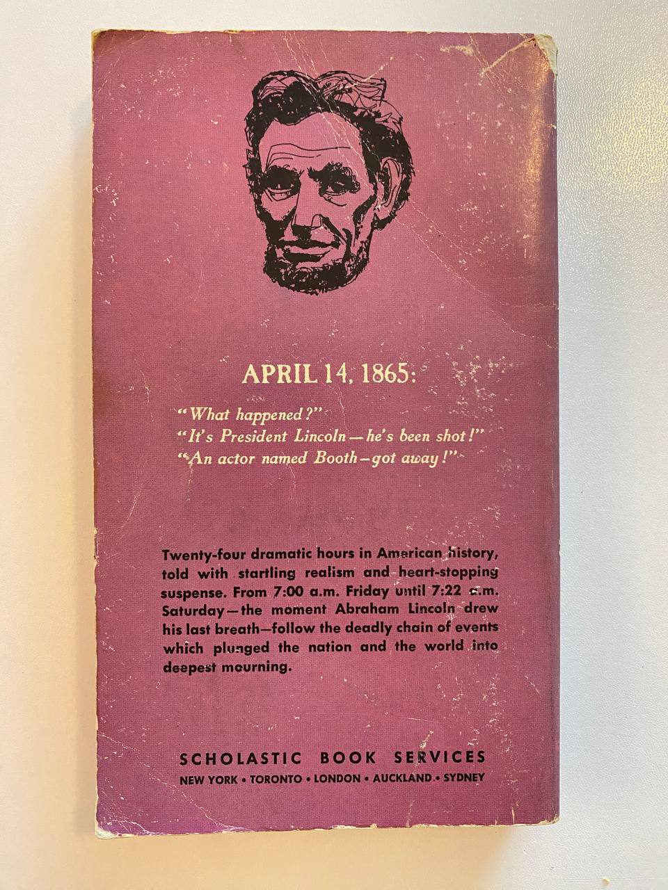 Back cover of Drew's copy of The Day Lincoln Was Shot