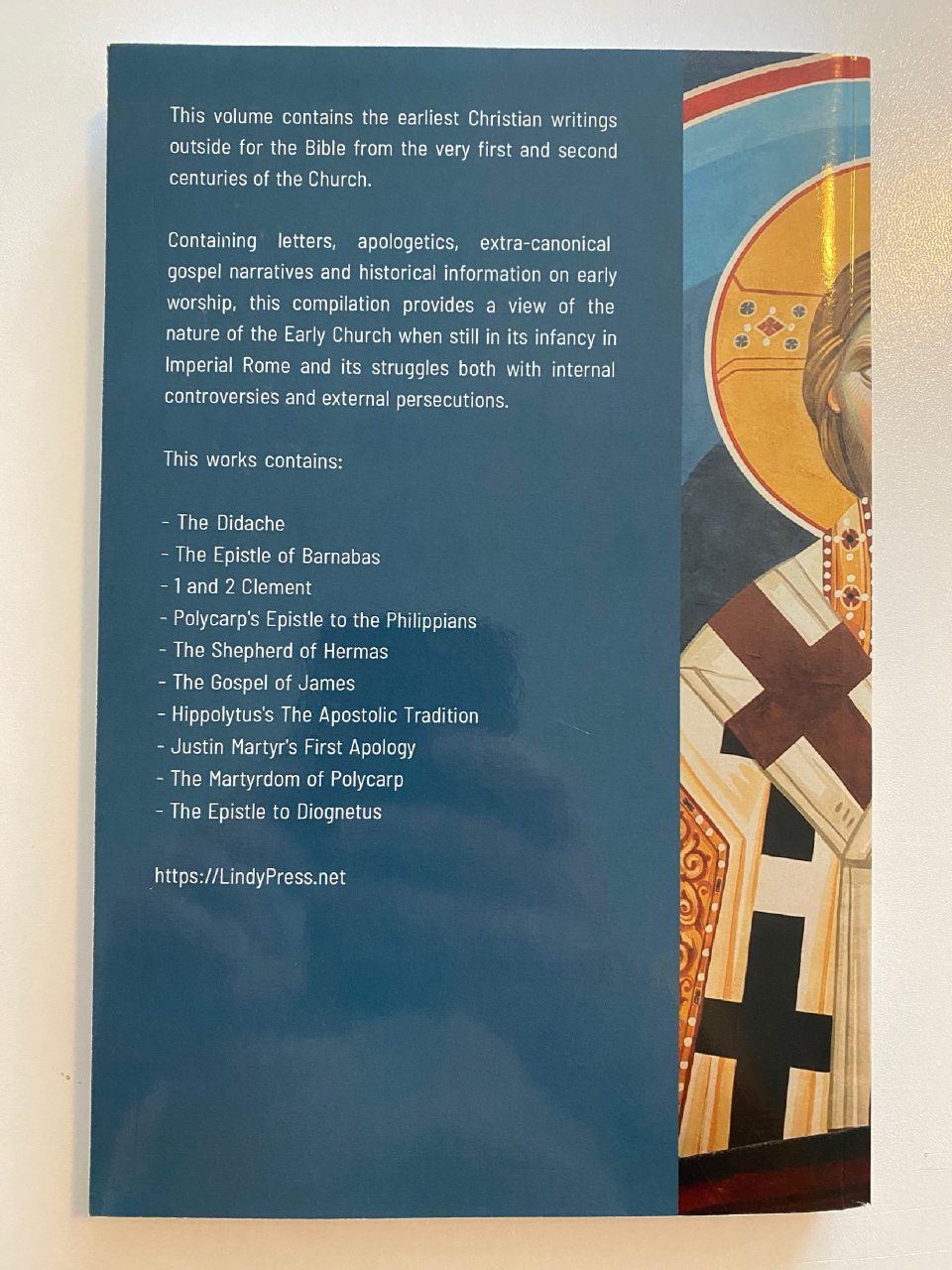 Back cover of Drew's copy of The Early Christian Reader