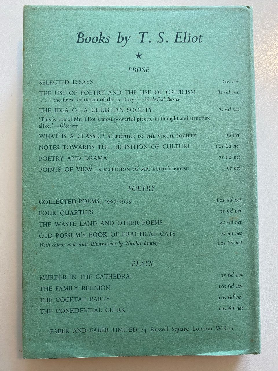 Back cover of Drew's copy of The End of Time