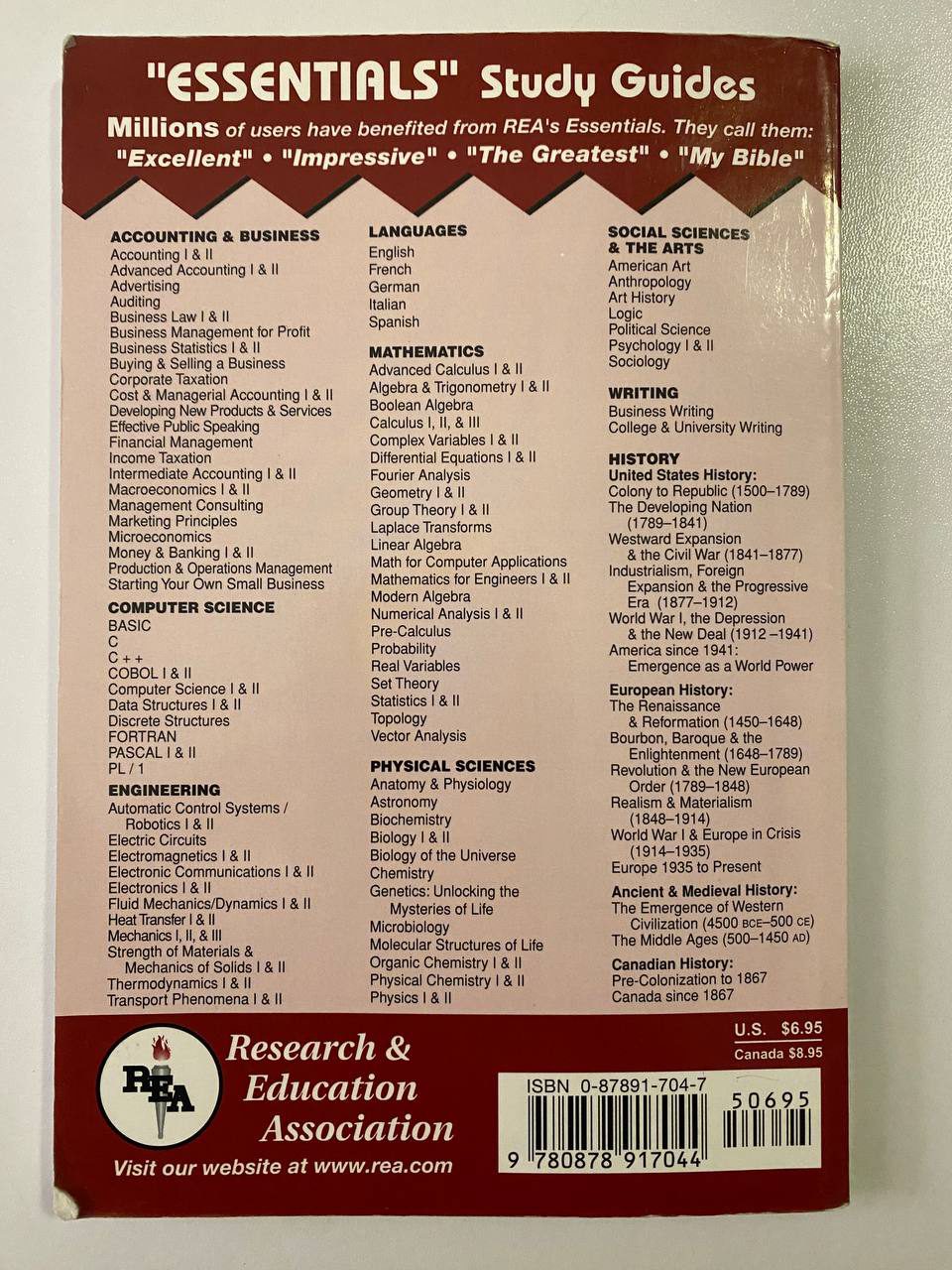 Back cover of Drew's copy of The Essentials of Ancient History