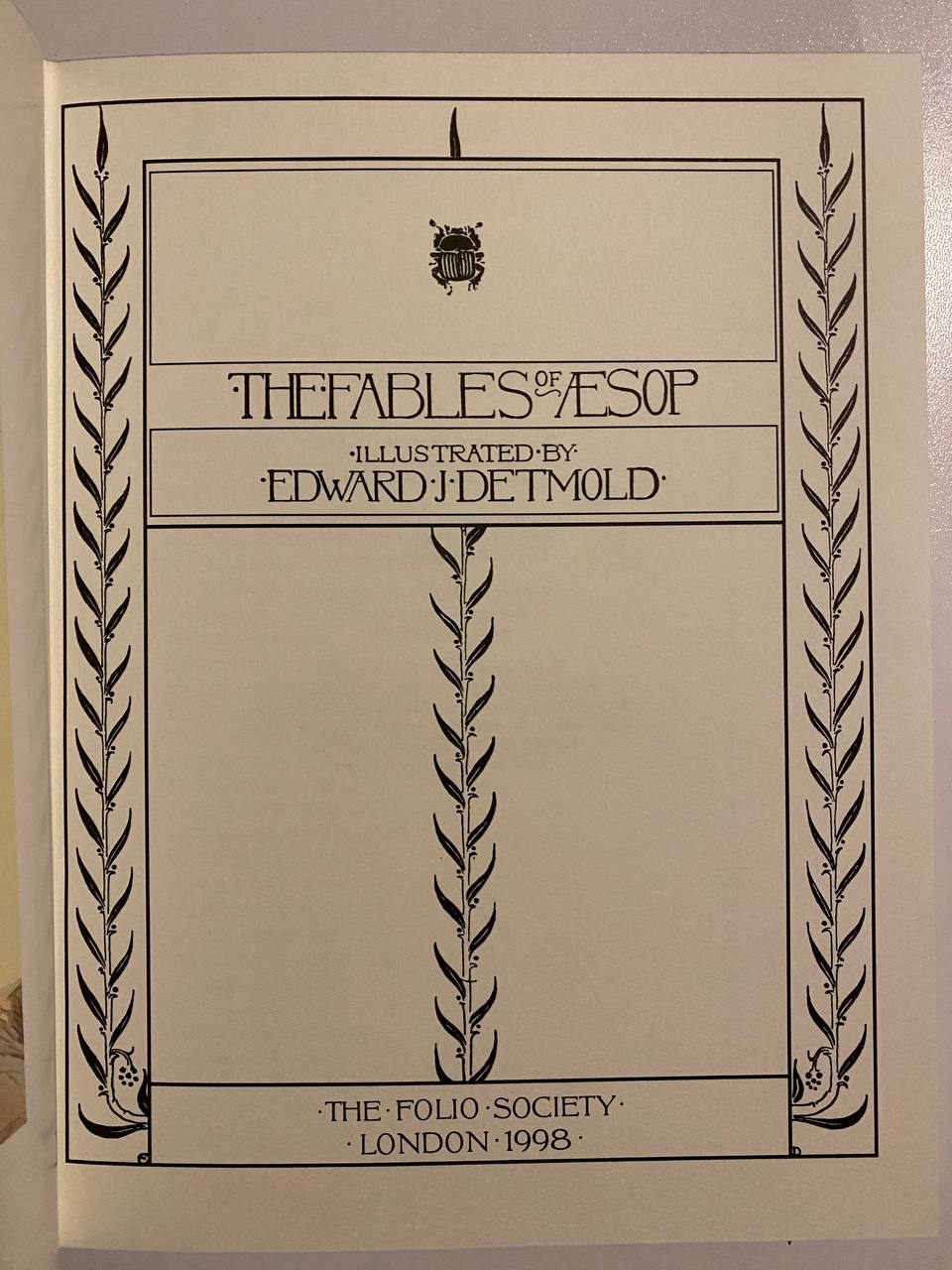 Title page of Drew's copy of The Fables of Æsop