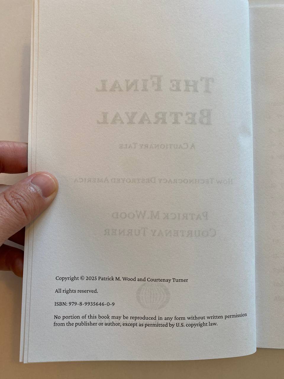 Physical detail of Drew's copy of The Final Betrayal