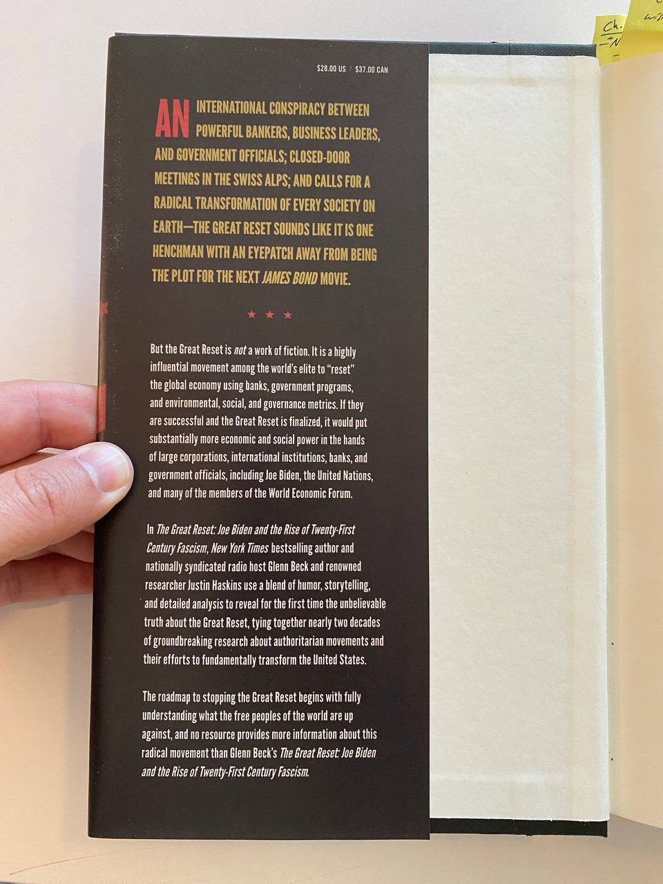 Physical detail of Drew's copy of The Great Reset