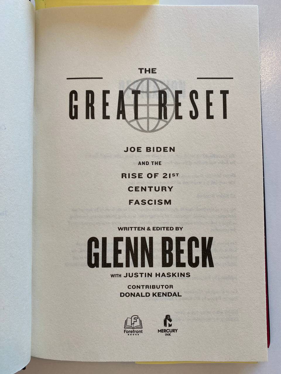 Physical detail of Drew's copy of The Great Reset