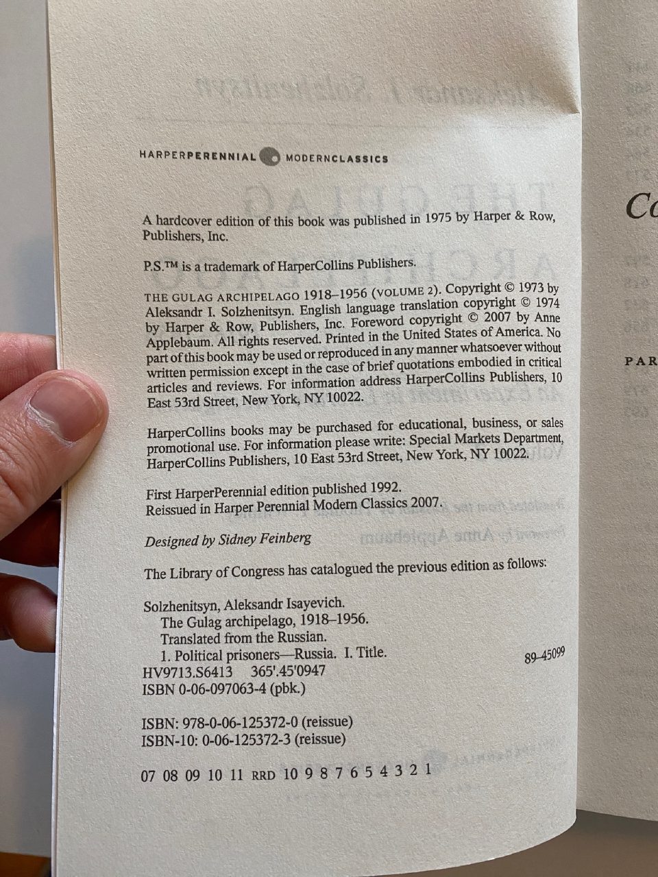 Physical detail of Drew's copy of The Gulag Archipelago, Volume 2