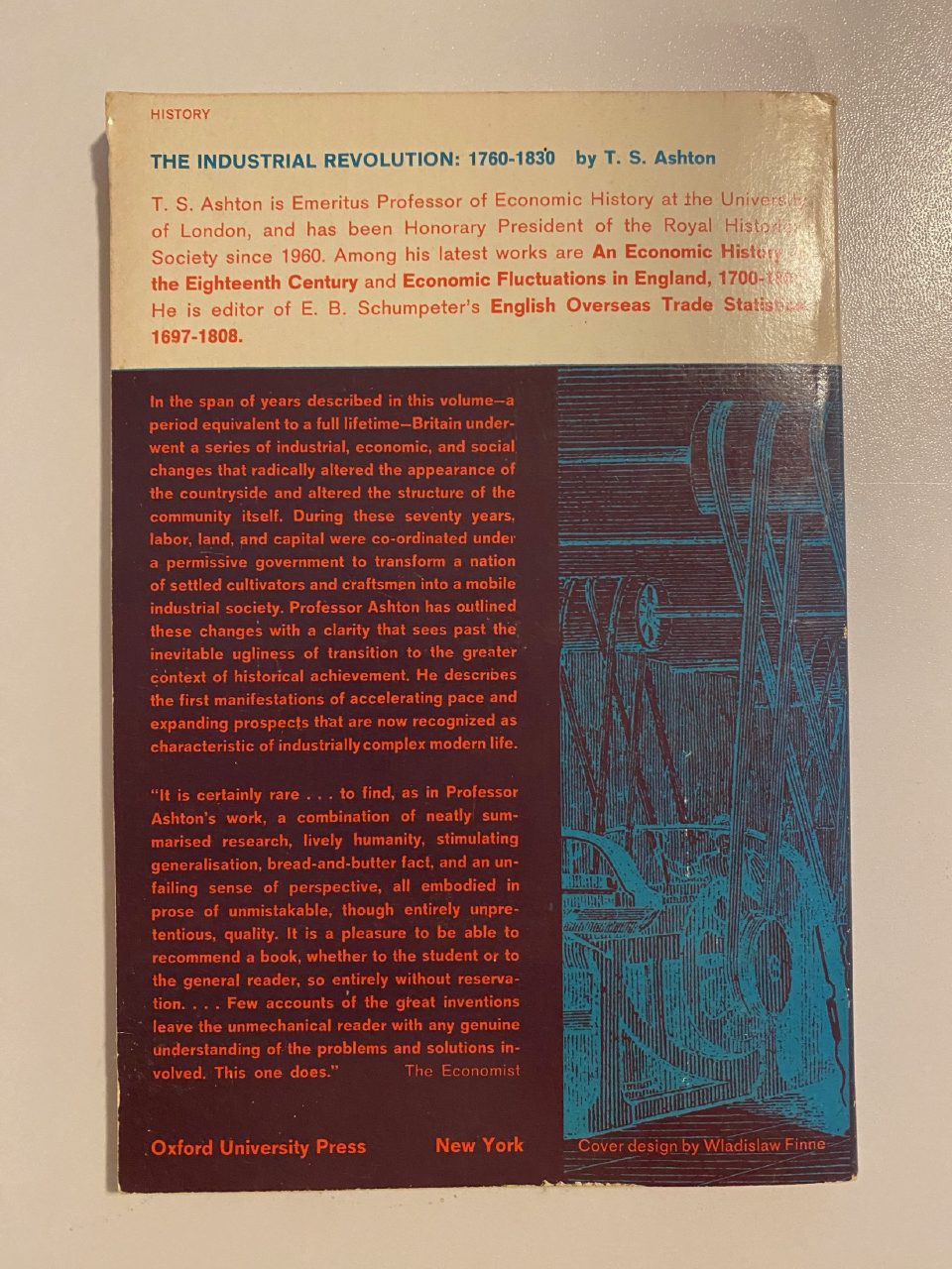 Back cover of Drew's copy of The Industrial Revolution, 1760–1830