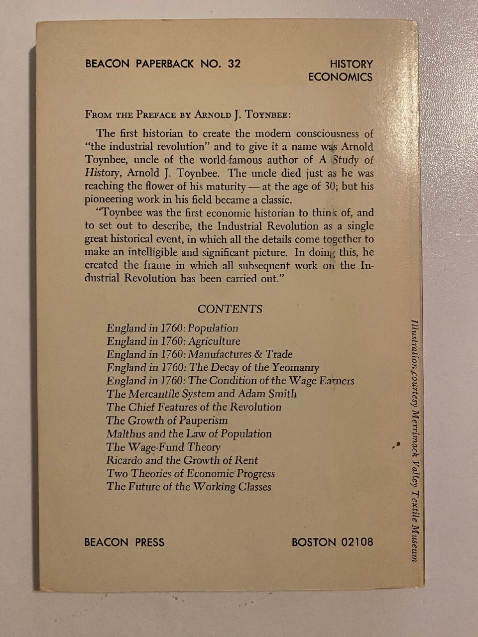 Back cover of Drew's copy of The Industrial Revolution