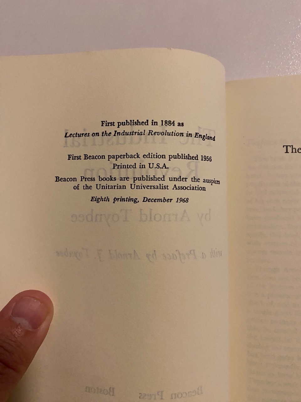 Physical detail of Drew's copy of The Industrial Revolution