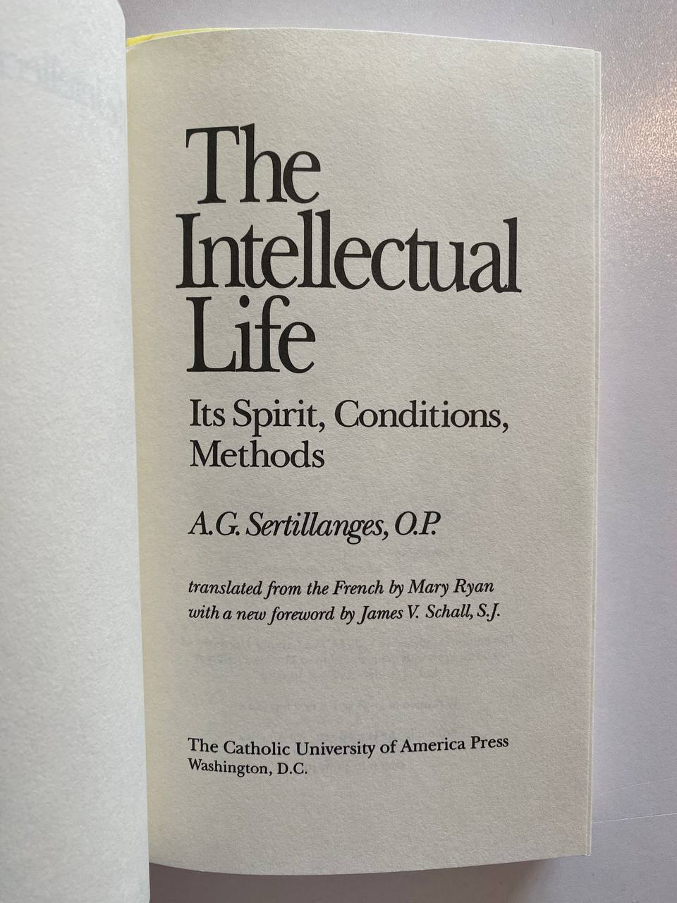 Title page of Drew's copy of The Intellectual Life