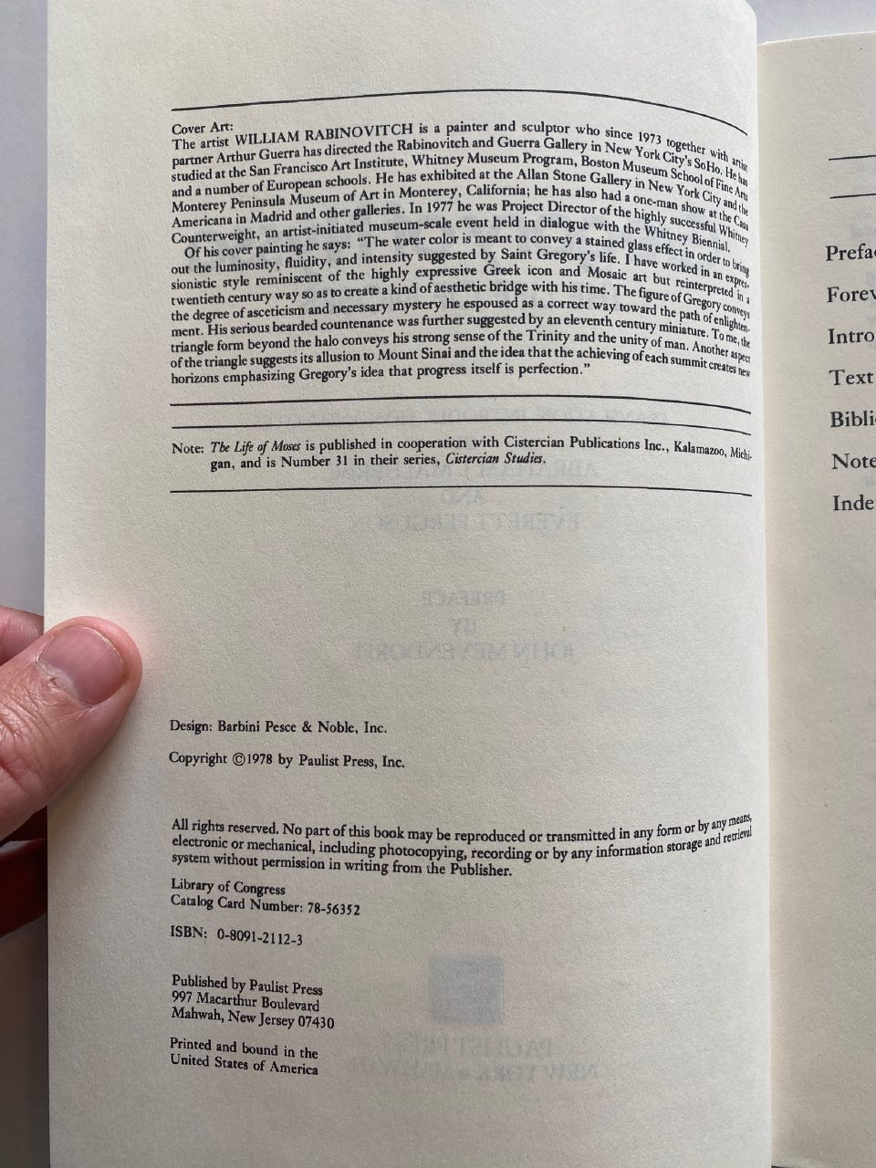 Physical detail of Drew's copy of The Life of Moses