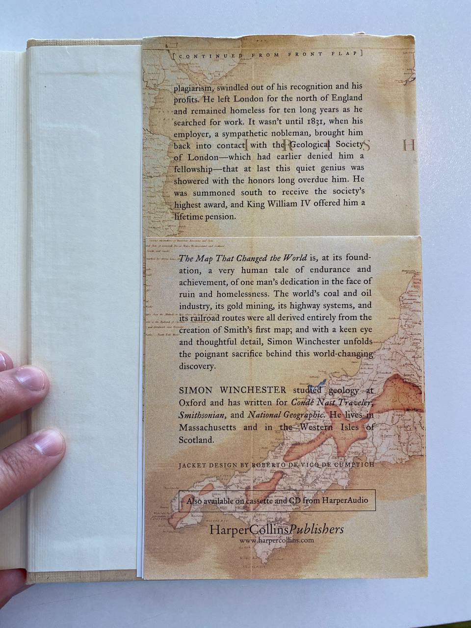 Back dust-jacket flap of Drew's copy of The Map That Changed the World