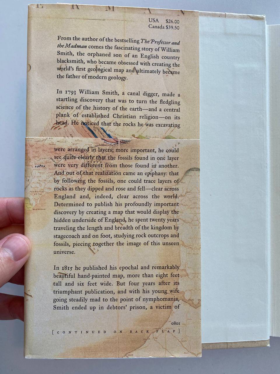 Front dust-jacket flap of Drew's copy of The Map That Changed the World