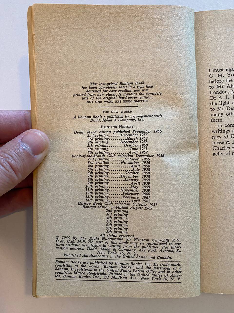 Copyright page of Drew's copy of The New World