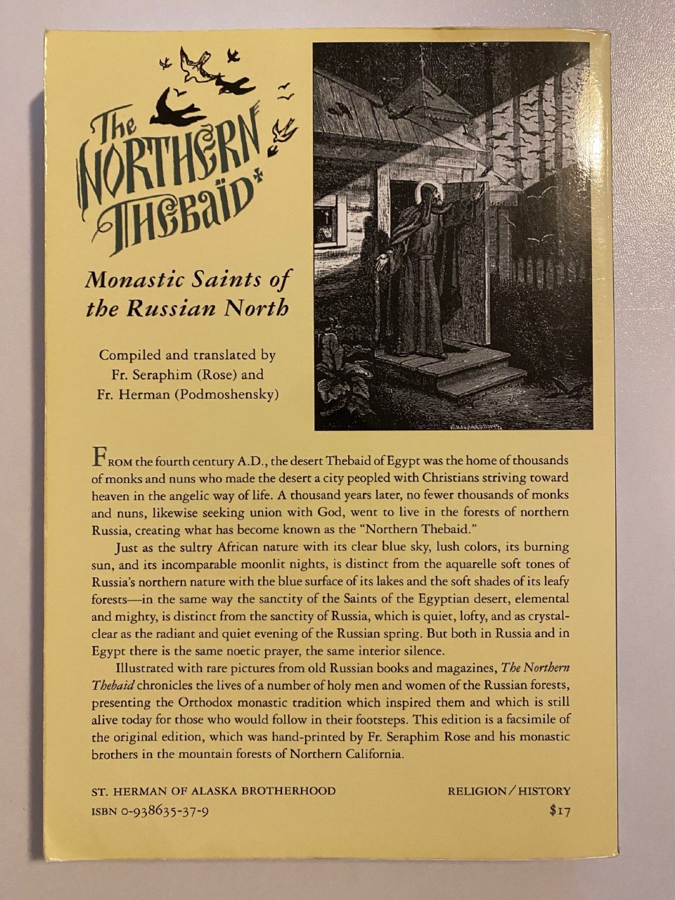 Back cover of Drew's copy of The Northern Thebaid: Monastic Saints of the Russian North