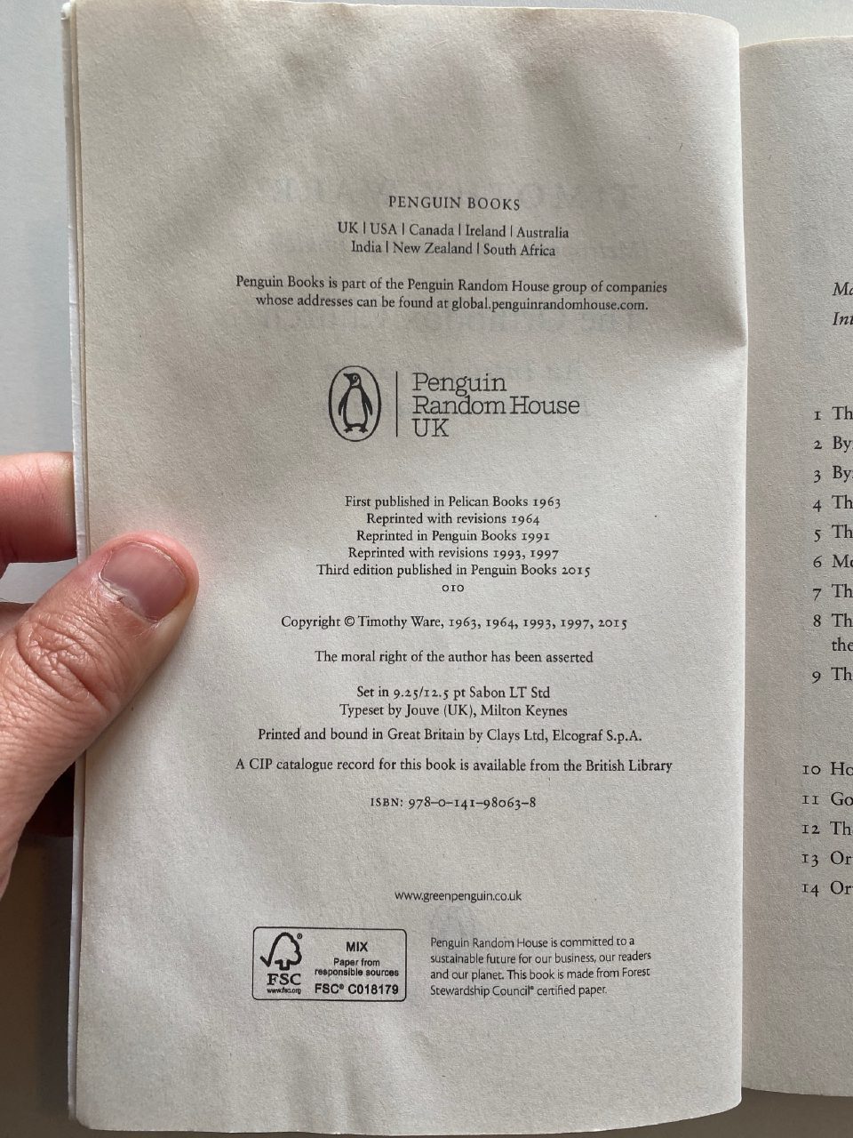 Physical detail of Drew's copy of The Orthodox Church