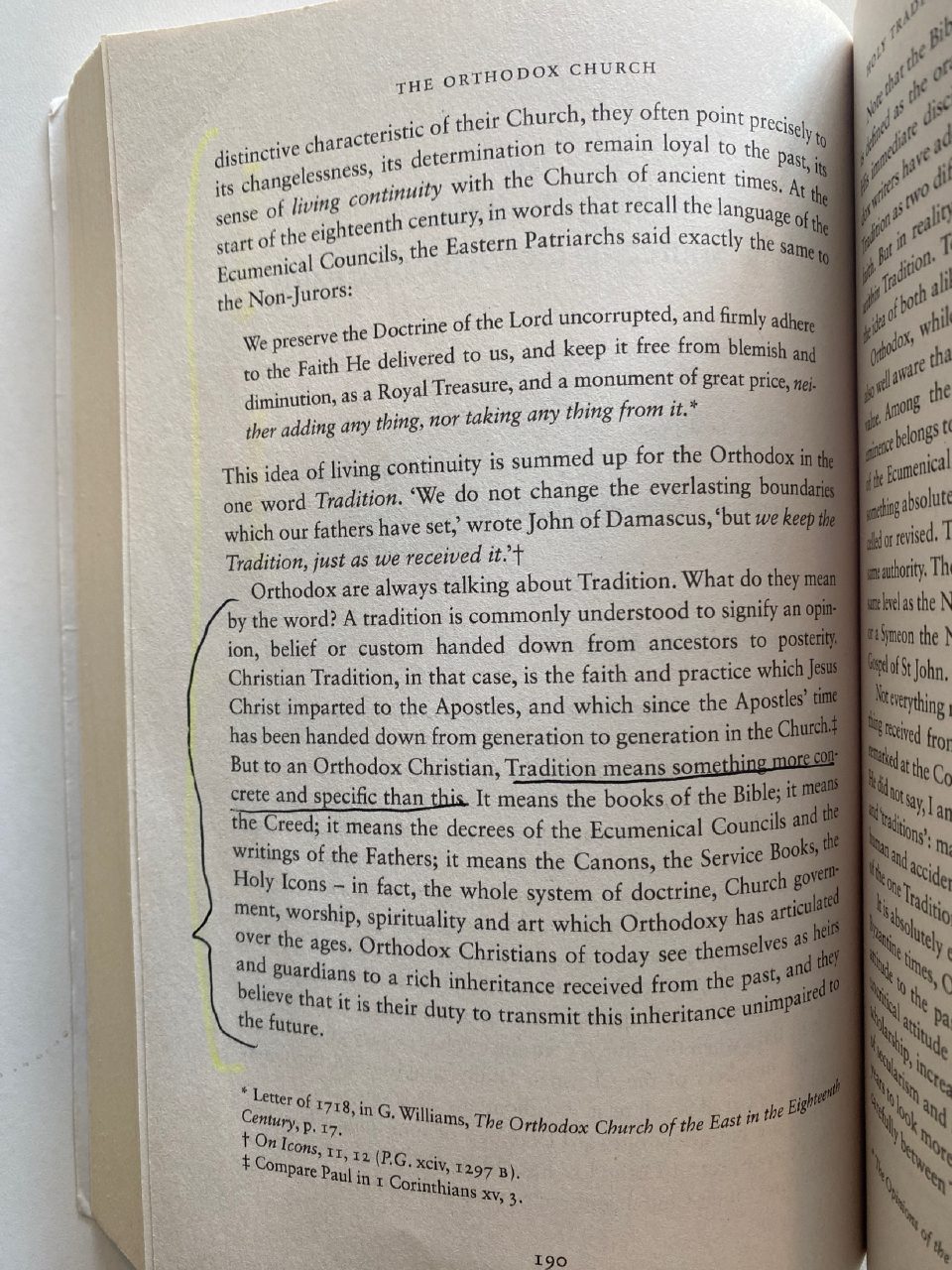 Physical detail of Drew's copy of The Orthodox Church