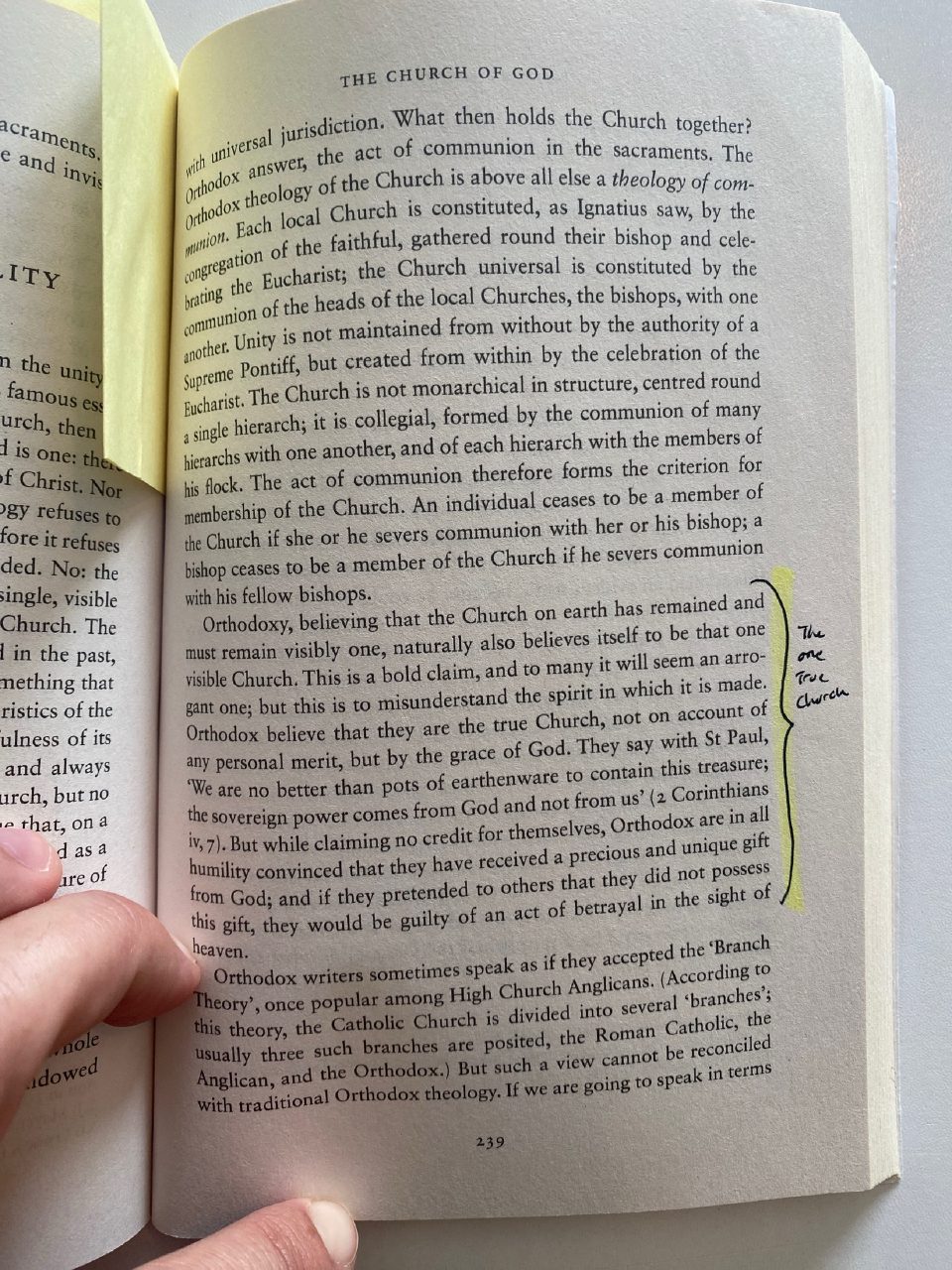 Physical detail of Drew's copy of The Orthodox Church