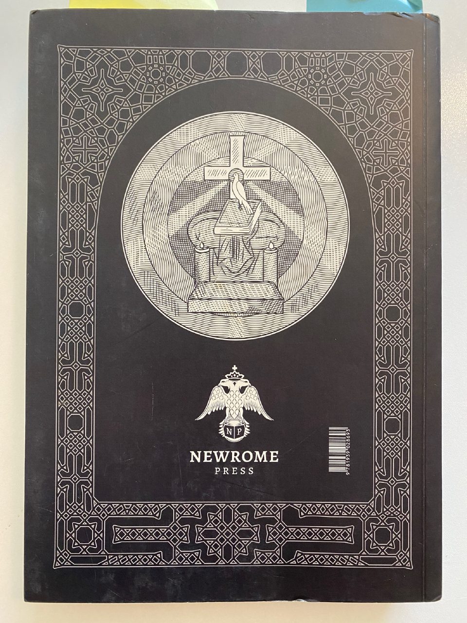 Back cover of Drew's copy of The Orthodox Faith, Worship, and Life
