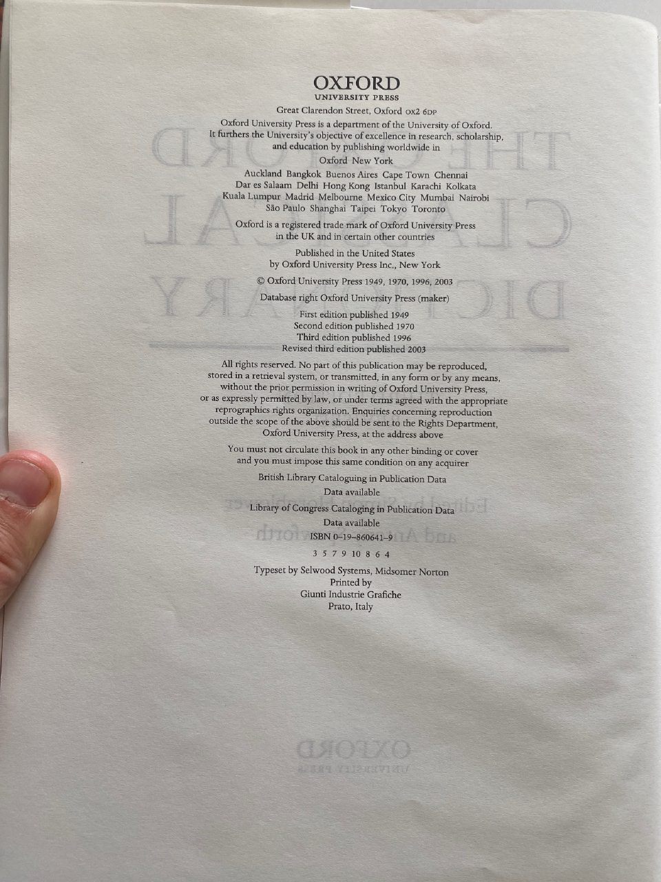 Physical detail of Drew's copy of The Oxford Classical Dictionary