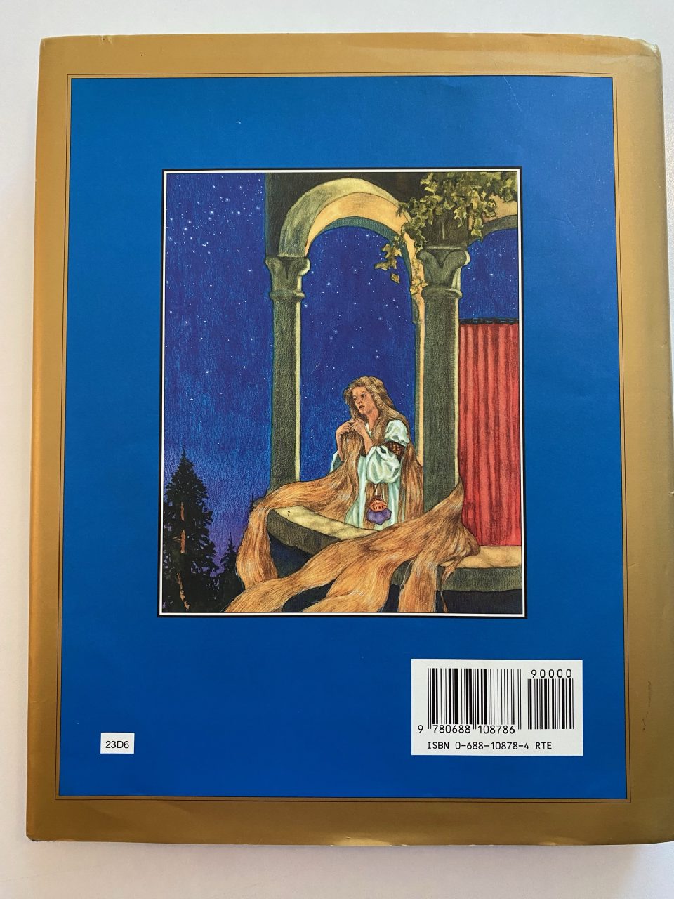 Back cover of Drew's copy of The Rainbow Fairy Book